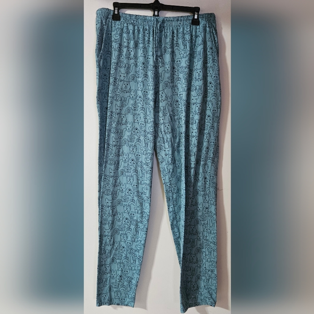 Medium Women's AnyBody Pajama Pants Green Puppy Print